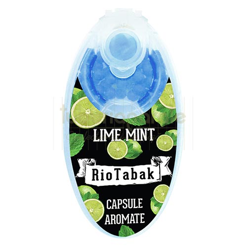Recipient cu 100 de capsule aromatizante pentru tigari cu aroma de lamaie verde si menta RioTabak Lime Mint